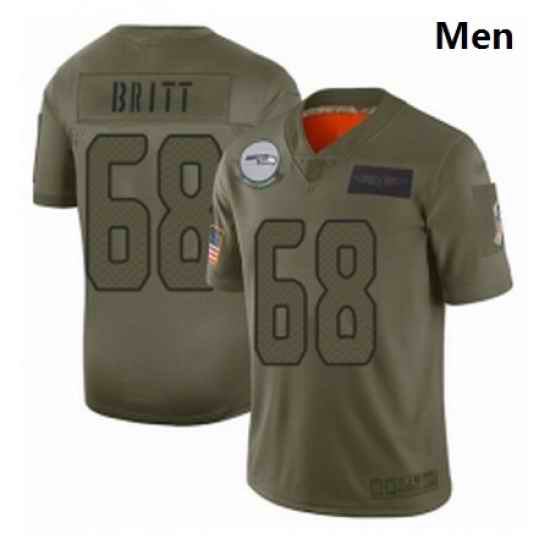 Men Seattle Seahawks 68 Justin Britt Limited Camo 2019 Salute to Service Football Jersey